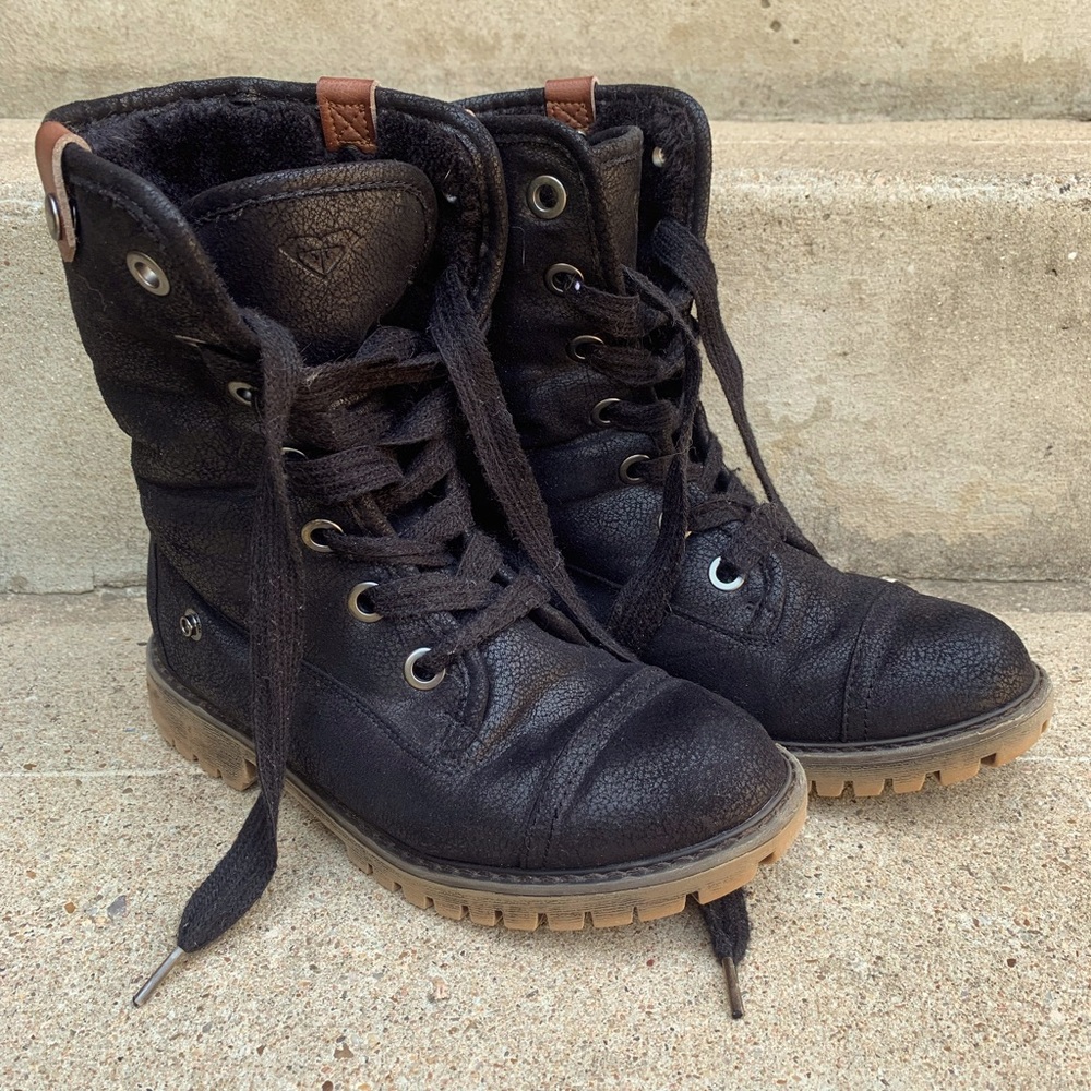 Roxy Bruna Black Lace-Up Boots